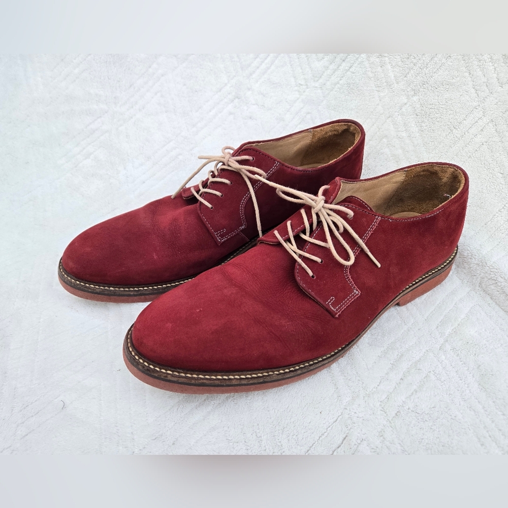 1901 Nordstrom Red Suede Oxford Derby Shoes Mens Made In Brazil Size 12M